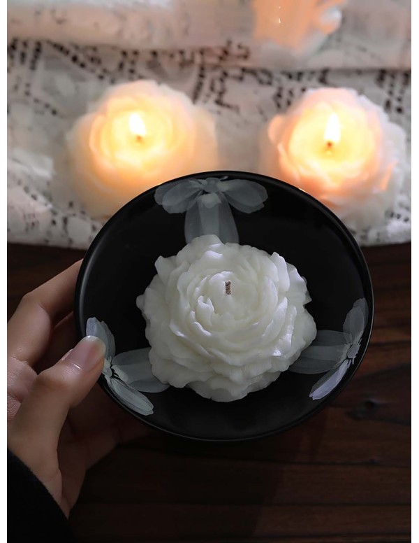 Jasmine Rose Soy Candle – Beige Floral Scented Decor