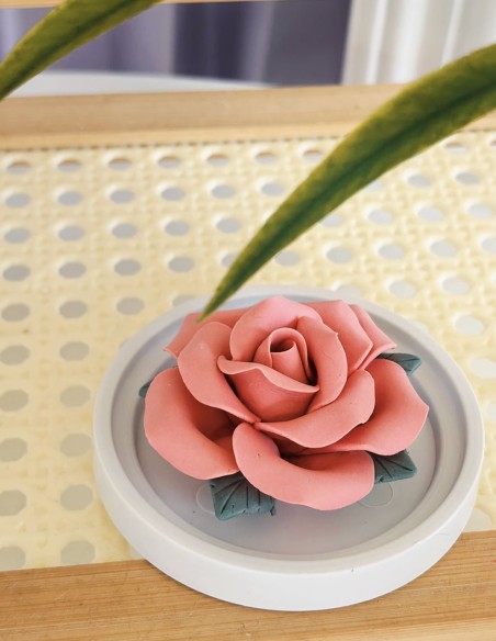 Rose Ceramic Incense Holder with Sandalwood Sticks