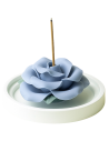 Porte-encens en céramique rose bleue avec bâtonnets de santal