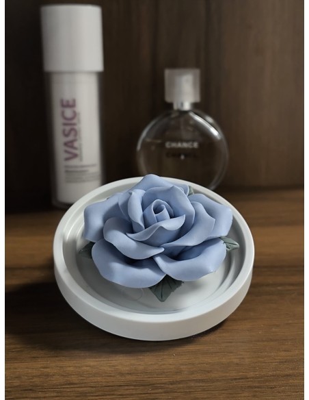 Blue Rose Ceramic Incense Holder with Sandalwood Sticks