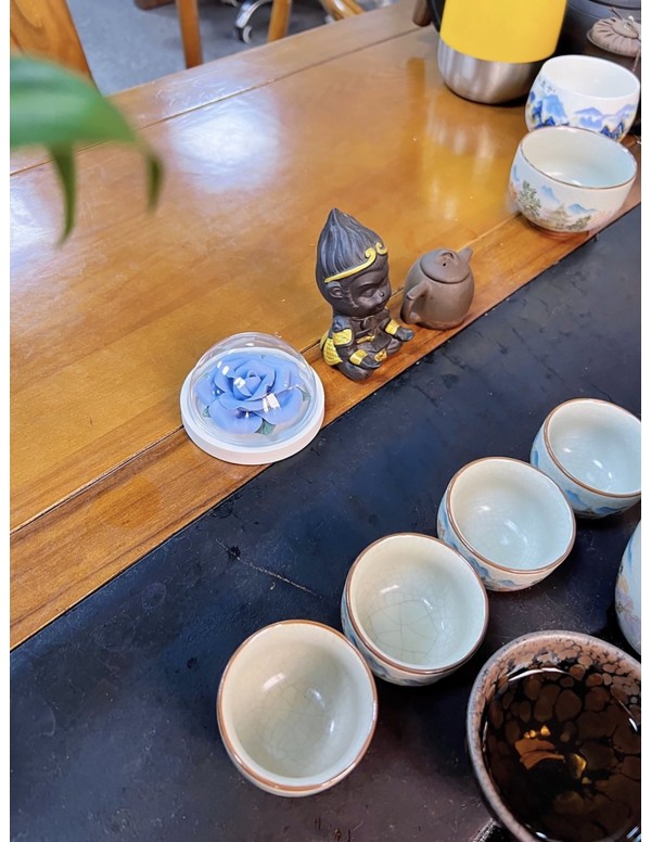 青いバラの陶器製お香立て＆白檀スティックセット