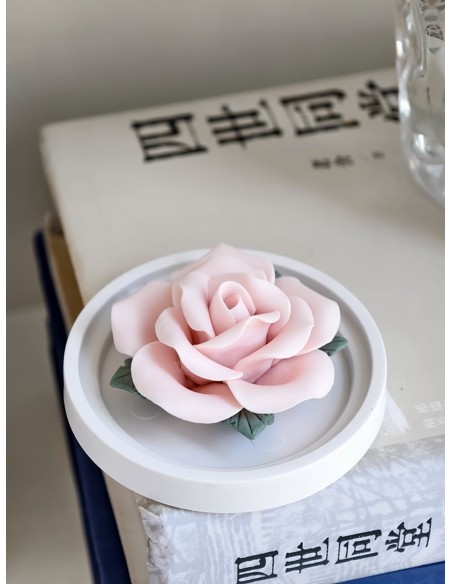 Porta Incenso in Ceramica Rosa con Bastoncini di Sandalo