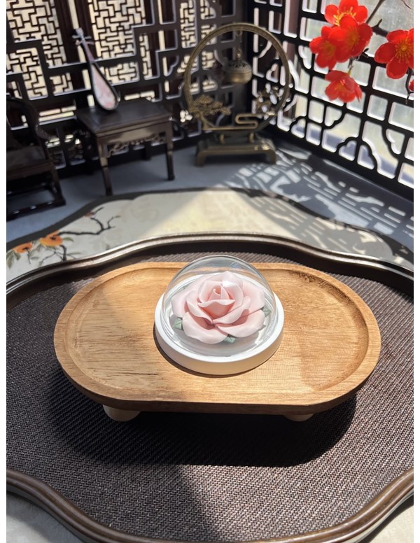 Porta Incenso in Ceramica Rosa con Bastoncini di Sandalo