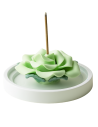 Grüner Rosen-Keramik-Räucherstäbchenhalter mit Sandelholz