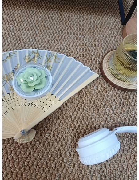 緑の薔薇陶器製お香立て＆白檀線香セット