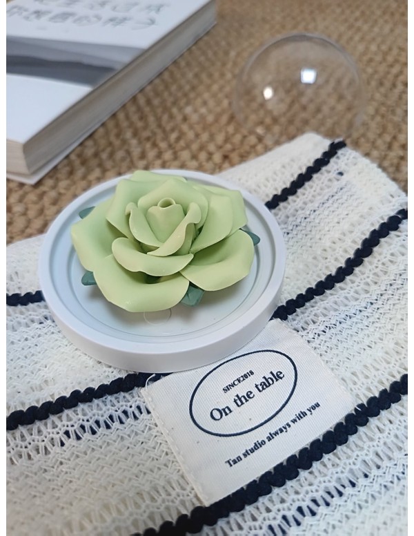 Porte-encens en céramique rose verte avec bâtons de santal