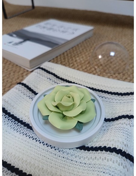 Porta-incenso in ceramica rosa verde con bastoncini di sandalo