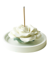白い薔薇の陶器製お香立て＆白檀スティックセット