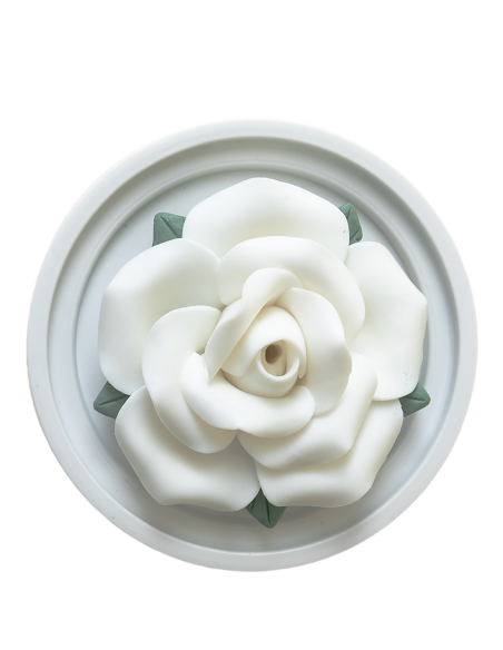 Porta-incienso de cerámica en forma de rosa blanca con varillas de sándalo