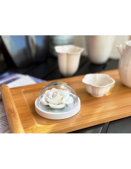 白い薔薇の陶器製お香立て＆白檀スティックセット